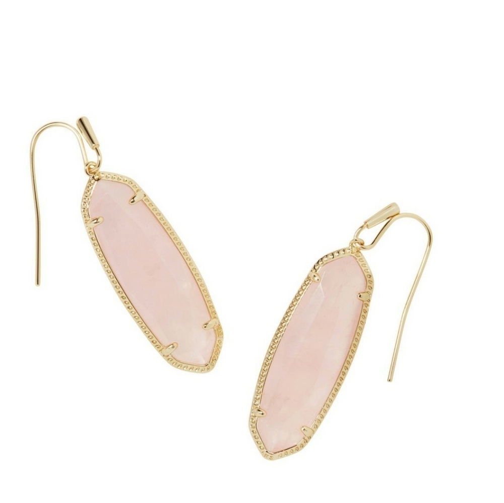 New!Kendra Scott Eleanor Elegant 14K Gold & Rose Quartz Drop Earrings Y2K Core
